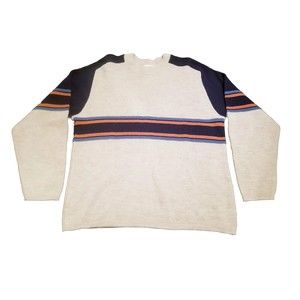 WestBeach Sweater Men's Size Medium? Beige Blue Orange Stripe Vtg Wool Acrylic